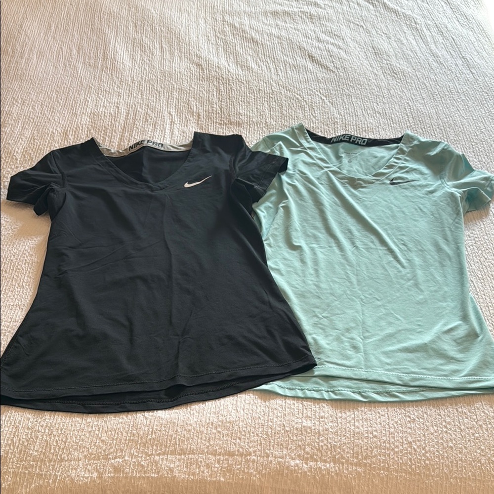 Nike Black and Light Green T-Shirts